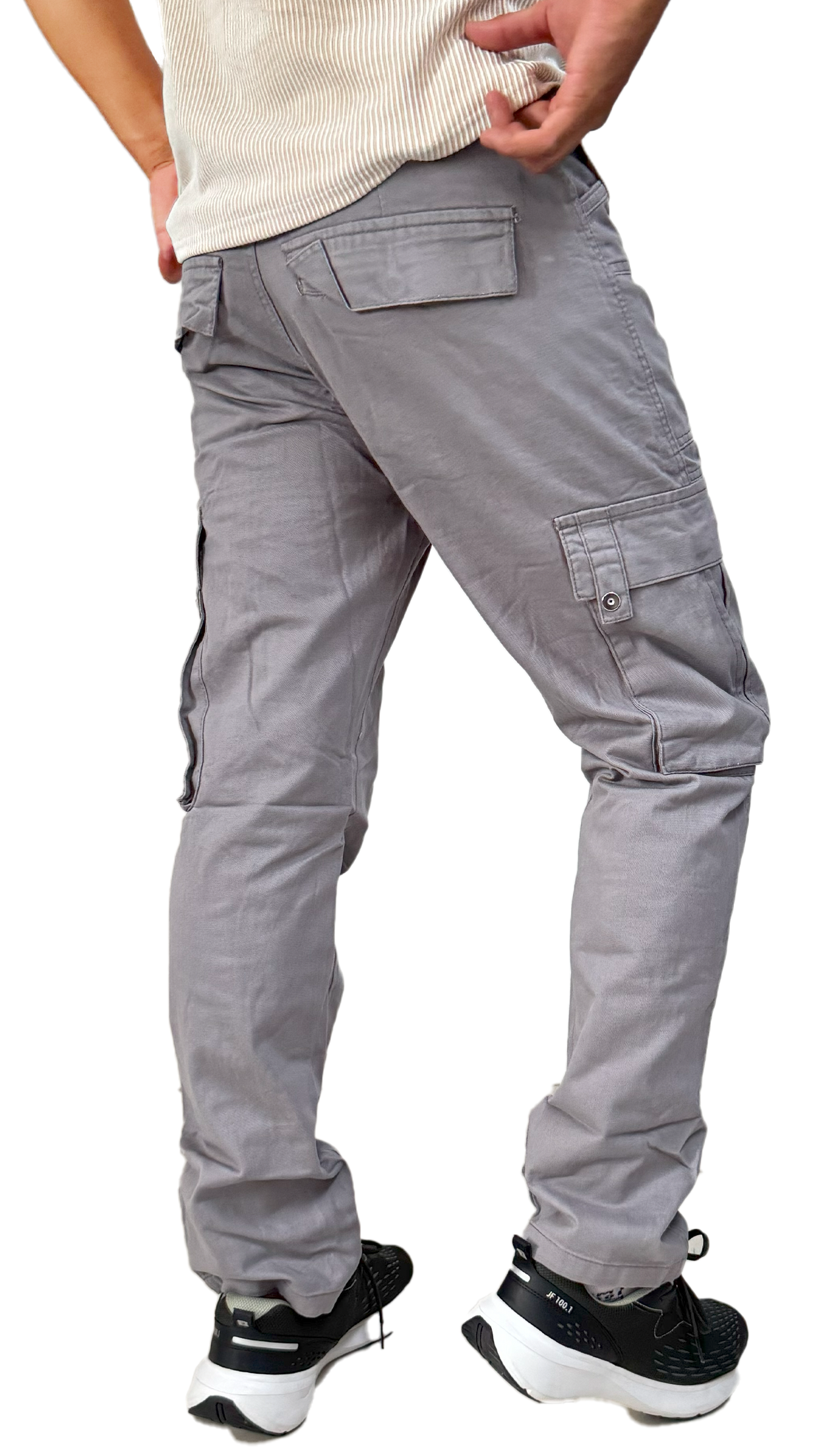 Grey Zipper Cargos