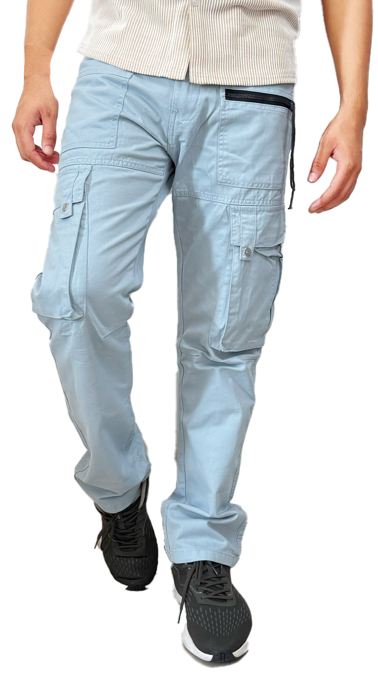 Light Blue Zipper Cargos