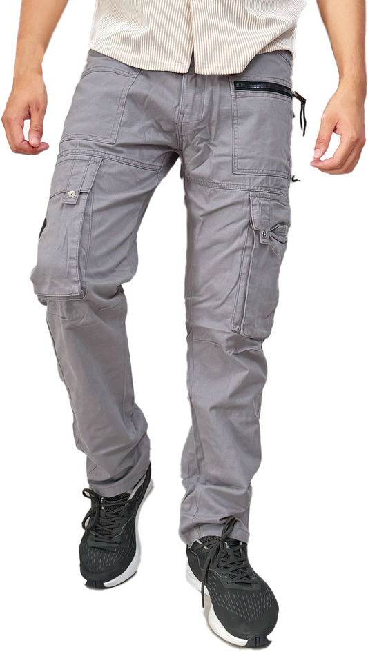 Grey Zipper Cargos
