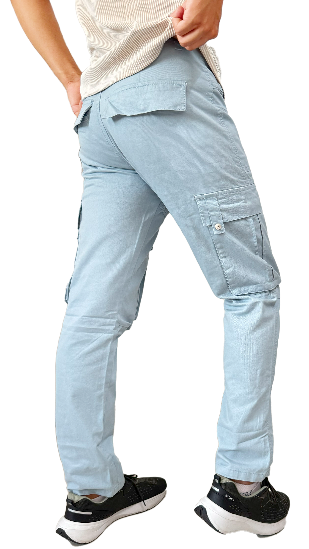 Light Blue Zipper Cargos